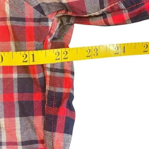 Tailored J Crew Men’s Quality Woven Shirt L Plaid Red Blue USA Patriotic Office - Picture 6 of 8